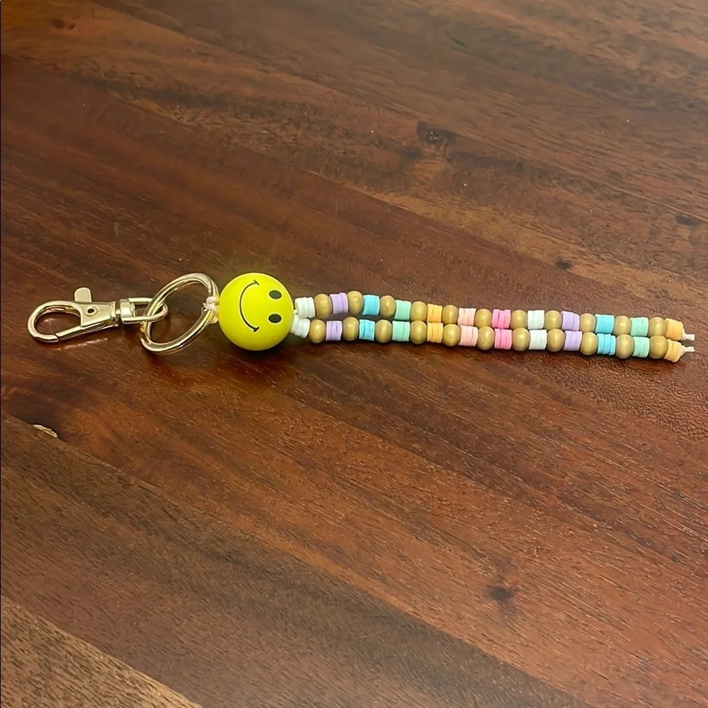 Smiley Beaded Keychain for Kids